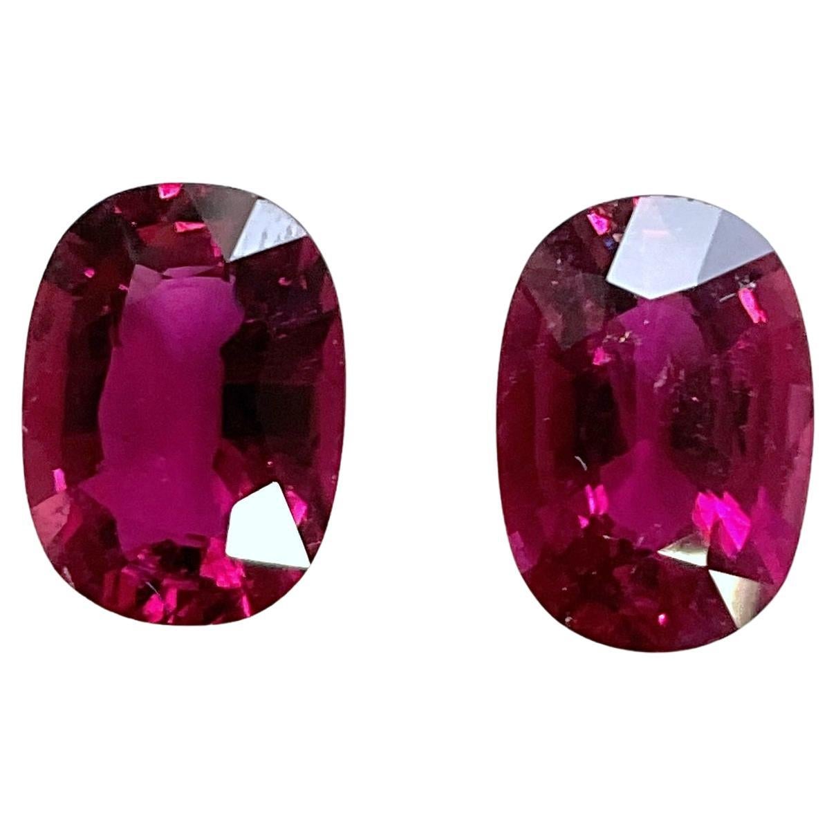 9.39 Carats Rubellite Tourmaline Oval Cut stone Pair For Jewelry Natural gem