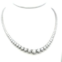 9.39ct Round Brilliant Diamond Riviera Necklace in 14K White Gold