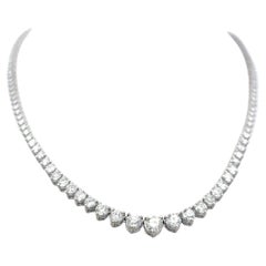 Collier Riviera en or blanc 14K et diamant brillant rond de 9,39ct