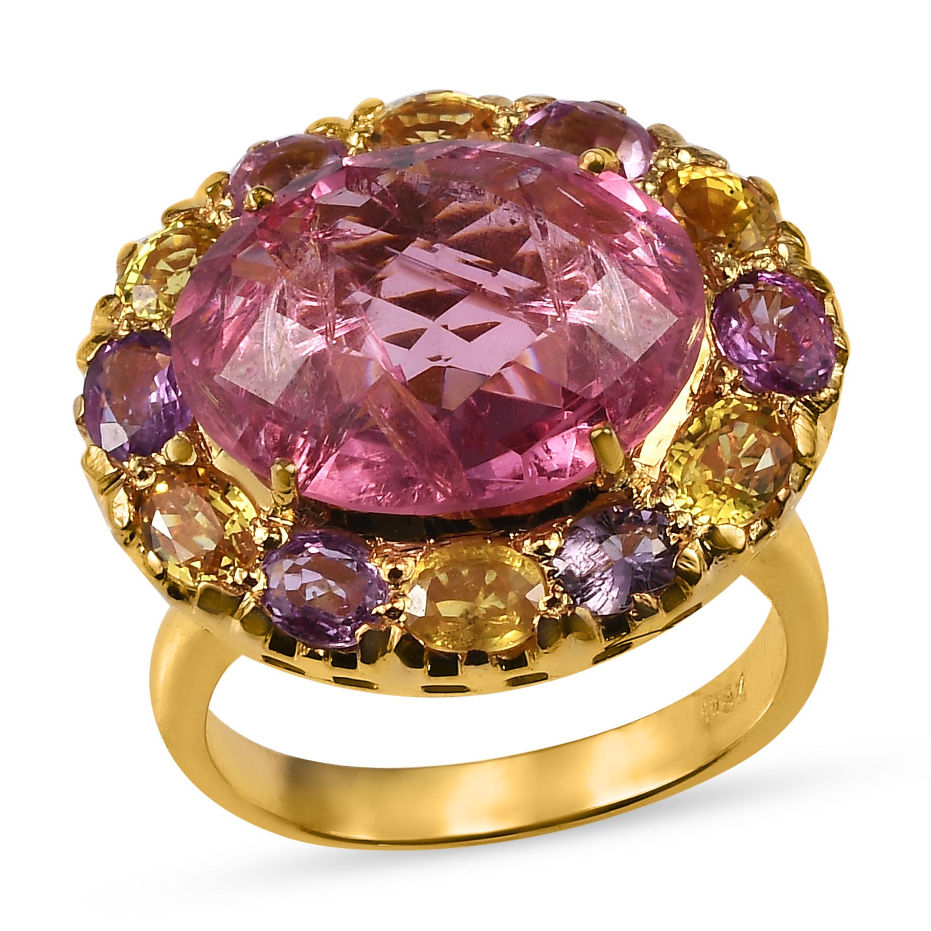 9,3k Rosa Spinell Saphir 18k Gold Cocktail-Ring im Zustand „Neu“ im Angebot in Frome, Somerset