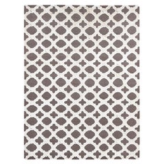 9'3 "x11'7" Elfenbein und Grau Weiche Wolle Hand geknüpft Hoch und Lo Pile Teppich