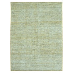 9'3"x12' Yellow Hand Knotted 100% Wool Oxidized and Distressed Grass Design Rug
