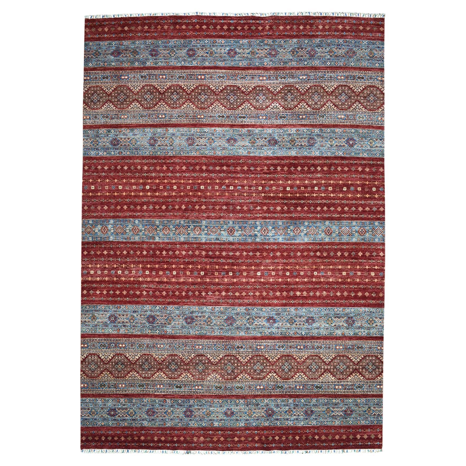 9'3"x12'1" Khorjin Design Red Super Kazak Pure Wool Hand Knotted Oriental Rug