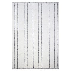 9'3"x12'1" White Moroccan Weave with Line Design Textured Wool Hand Knotted Rug
