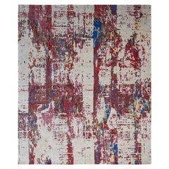 9'3"x12'2" Accessible Beige Pure Wool Abstract Design Hand Knotted Oriental Rug
