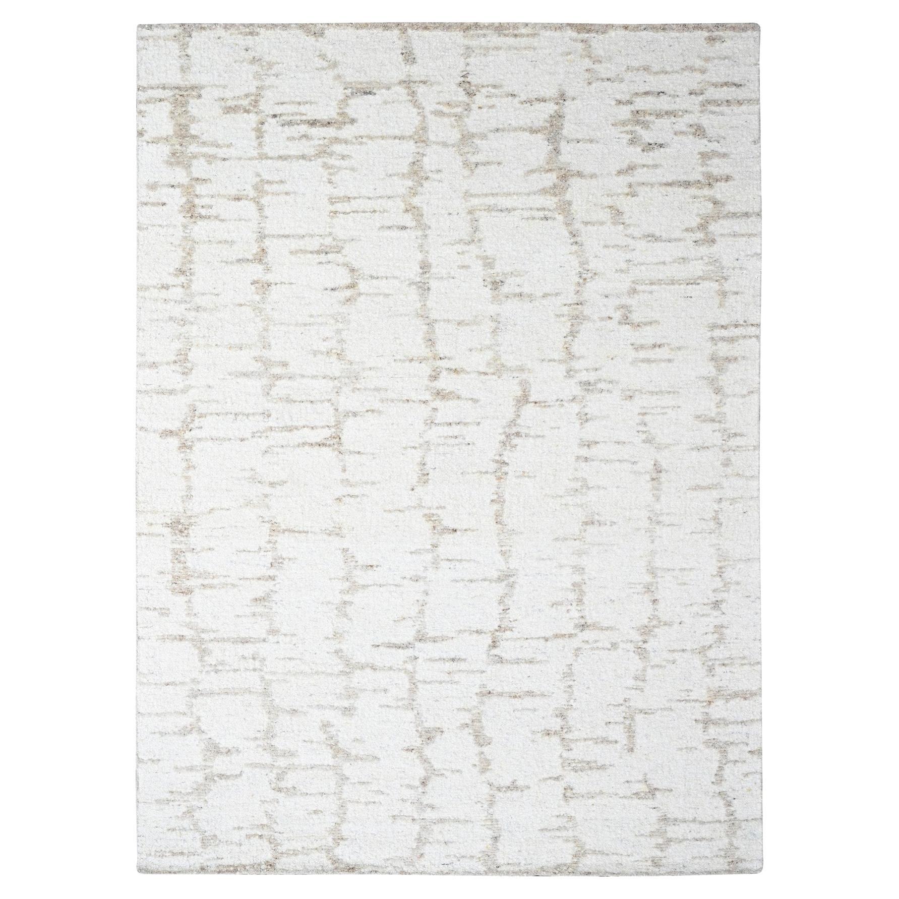 9'3 "x12'2" Bone White Minimalist Schwedisches Design Handgeknüpfter Teppich aus reiner Wolle