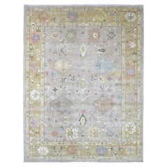 9'3 "x12'2" Peshawar gris avec motif Gul dentelé Tapis oriental en laine noué à la main