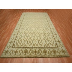 9'3"x12'3" Boulder Ivory Fleur-de-lis Design Influence Hand Knotted Wool Rug