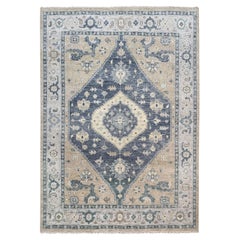 9'3"x12'3" Toasty Gray Bookshaish Design Hand Knotted Velvety Wool Oriental Rug