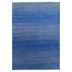 9'3 "x12'6" Blu, Tappeto in pura lana annodato a mano, collezione moderna Chiaroscuro