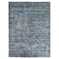 9'3 "x12'6" Alfombra Persa Kerman Vintage Anudada a Mano de Lana Teñida Gris