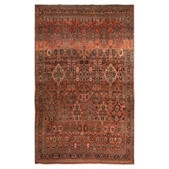 9'3 "x14'10" Rosso Antico Persiano Bidjar Rosette Design Tappeto di Lana Annodato a Mano