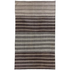 9.2x15 Ft Large Striped Hand-Woven Kilim, Vintage Turkish Flat-weave Rug