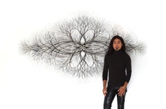 93"x54" Metal Wall Sculpture in Stainless and Bronze #655. Available Now