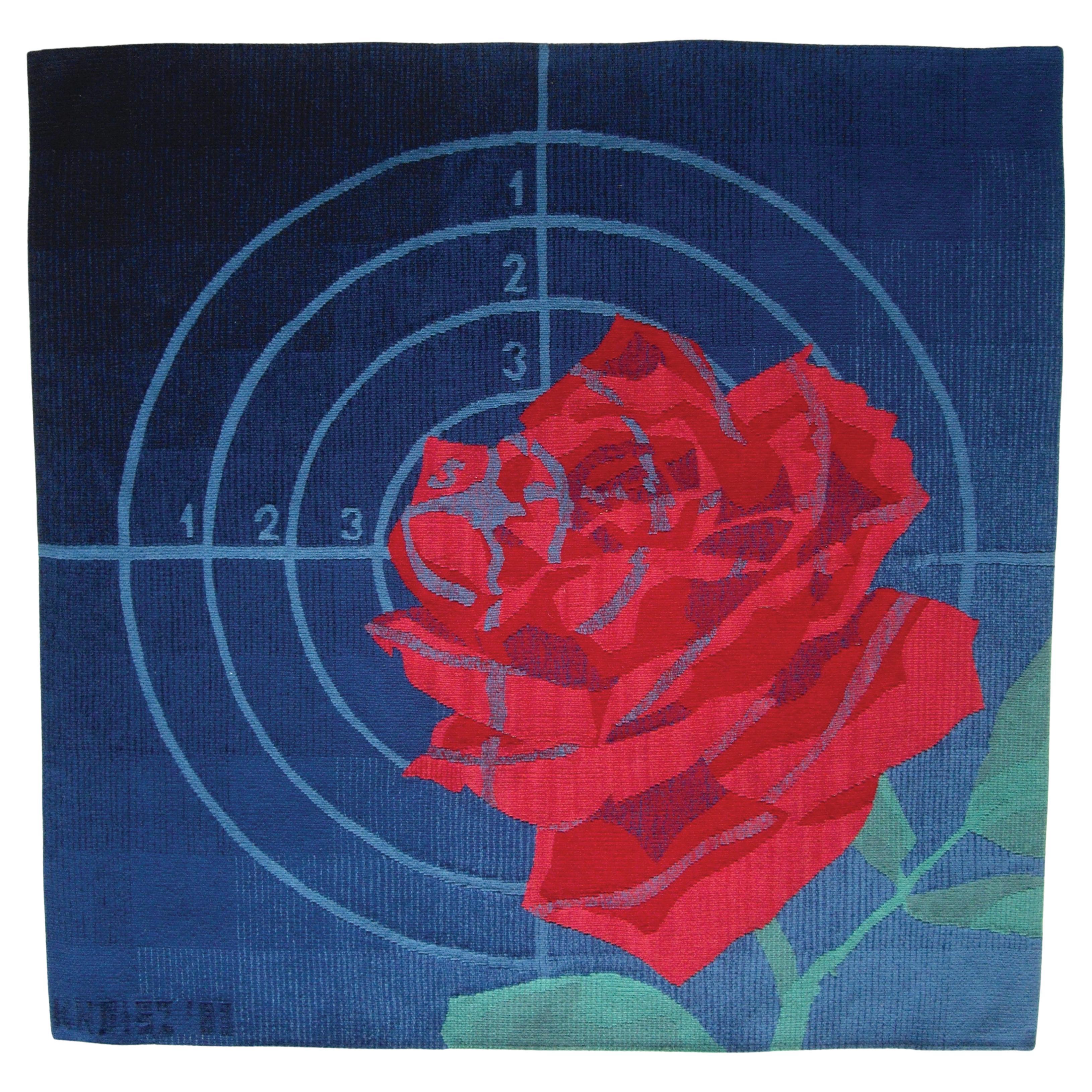 93x95 cm Ziel gewebter Wandteppich Riesige Textilkunst der Künstlerin Eszter Kneisz im Angebot