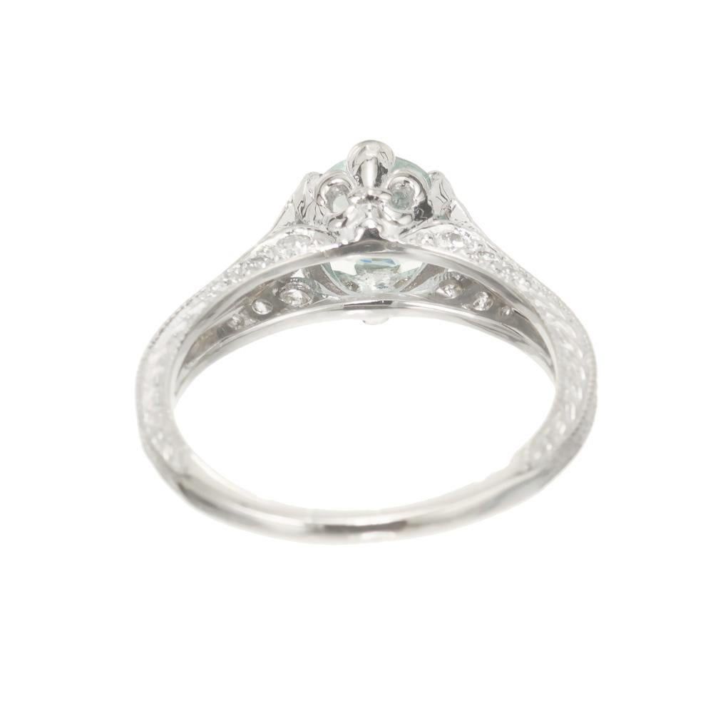 .94 Carat Aqua Diamond White Gold Engagement Ring In Good Condition For Sale In Stamford, CT