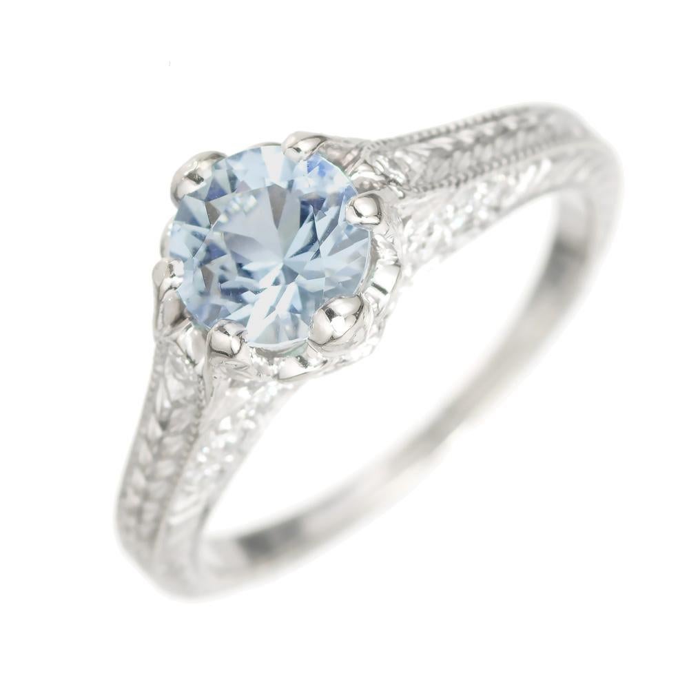 .94 Carat Aqua Diamond White Gold Engagement Ring For Sale 1