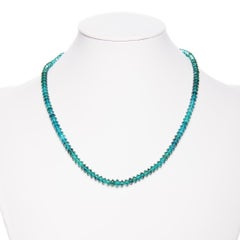 94 Carat Deep Blue Tourmaline Bead Necklace 14 Karat White Gold Natalie Barney