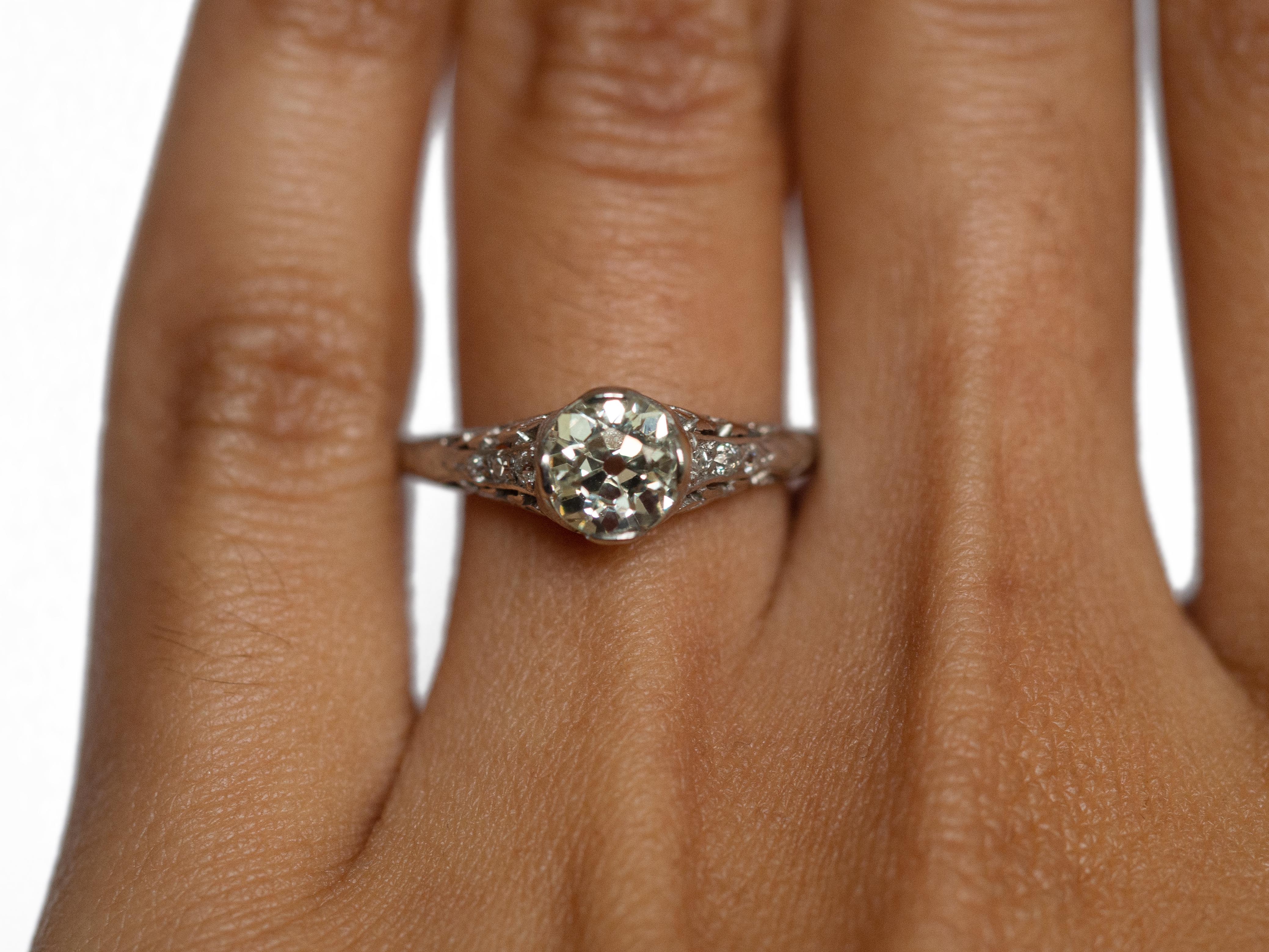 Women's .94 Carat Edwardian Diamond Platinum Engagement Ring For Sale