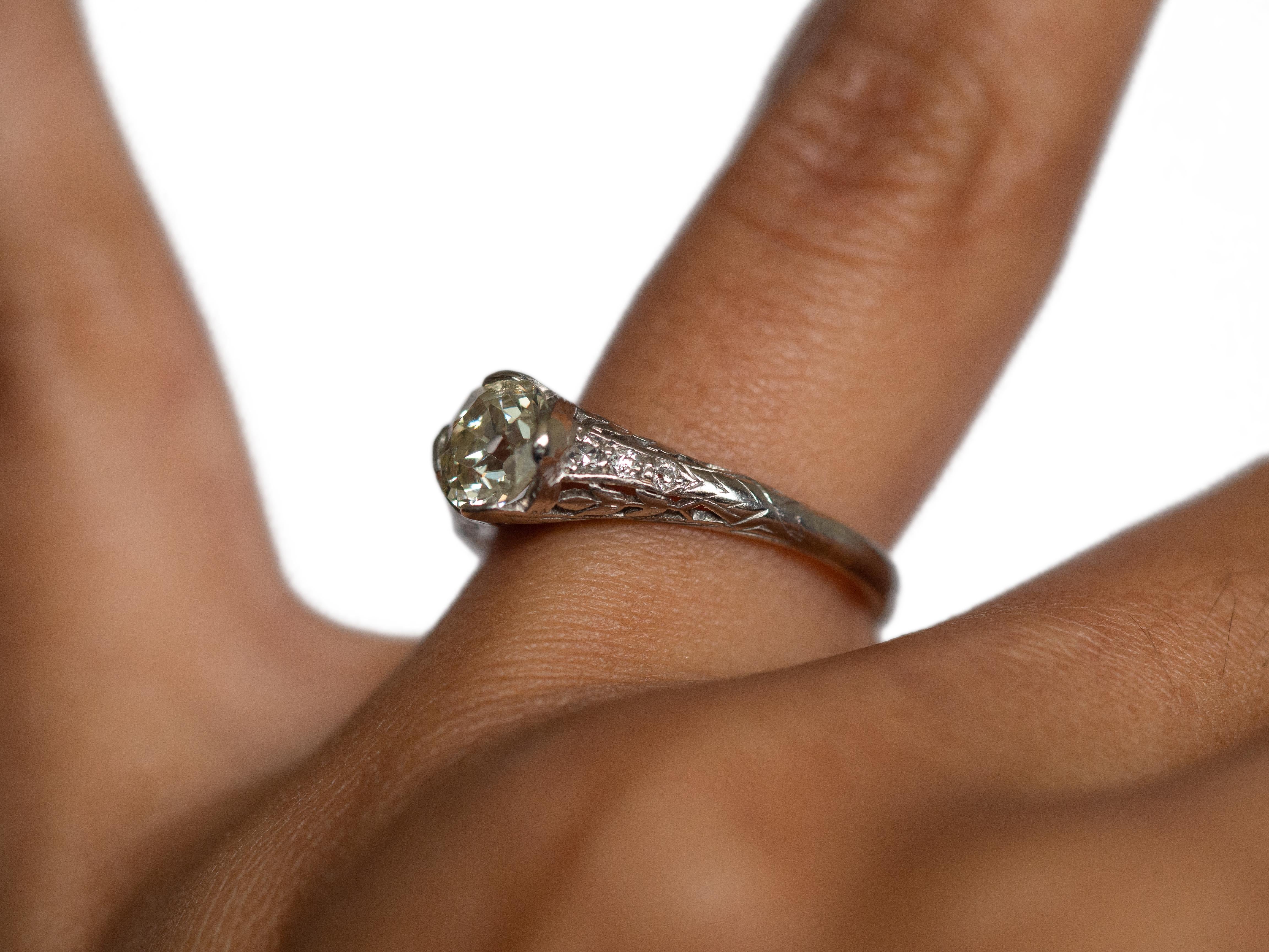 .94 Carat Edwardian Diamond Platinum Engagement Ring For Sale 1