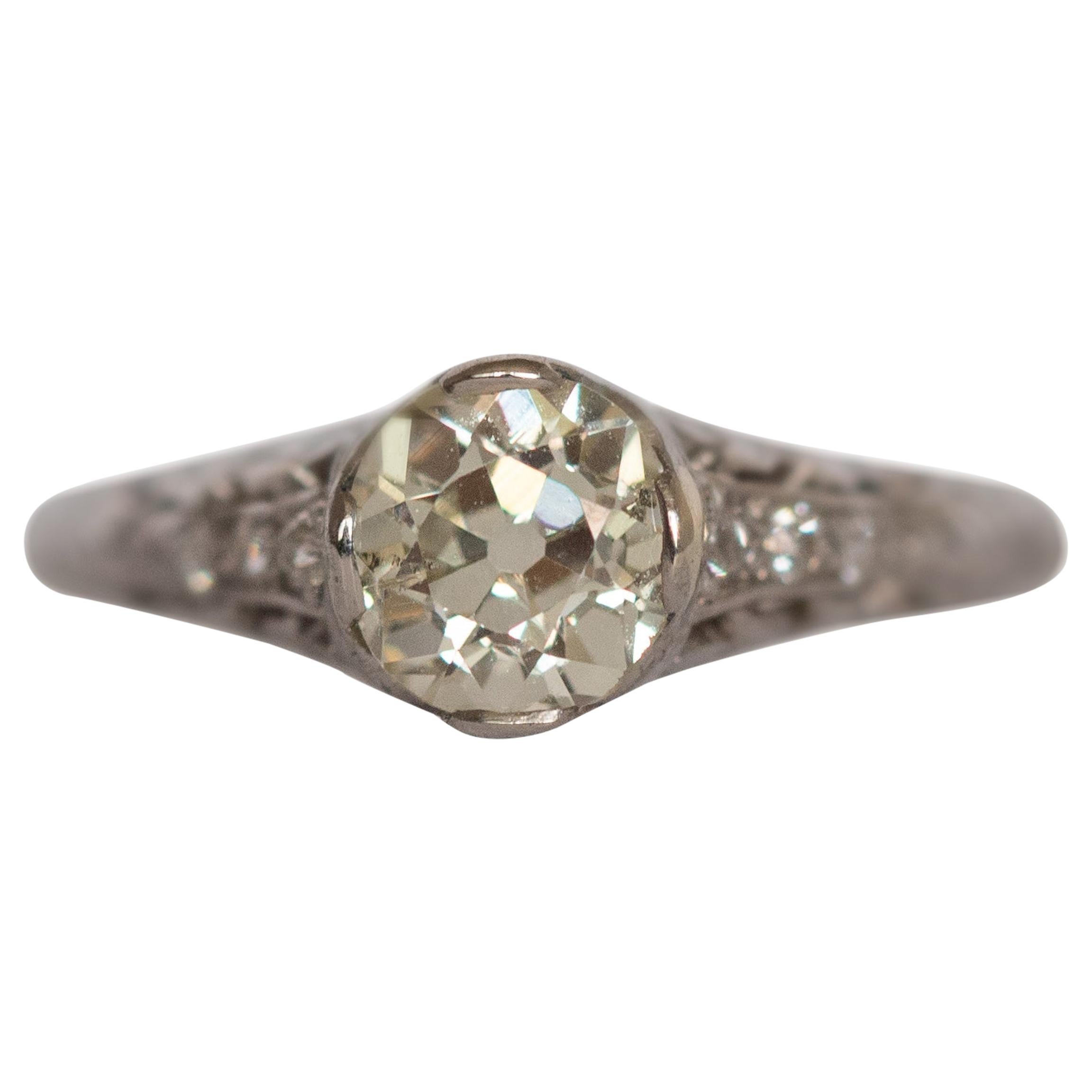 .94 Carat Edwardian Diamond Platinum Engagement Ring