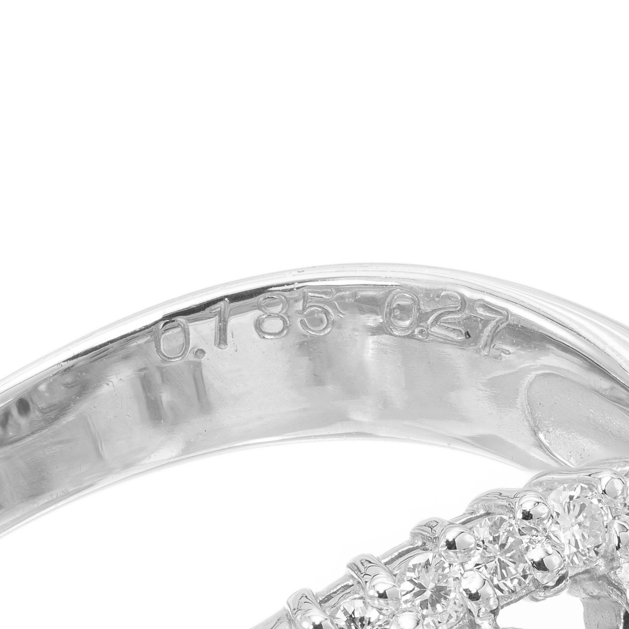 .94 Carat Ruby Diamond Platinum Swirl Cluster Ring For Sale 4