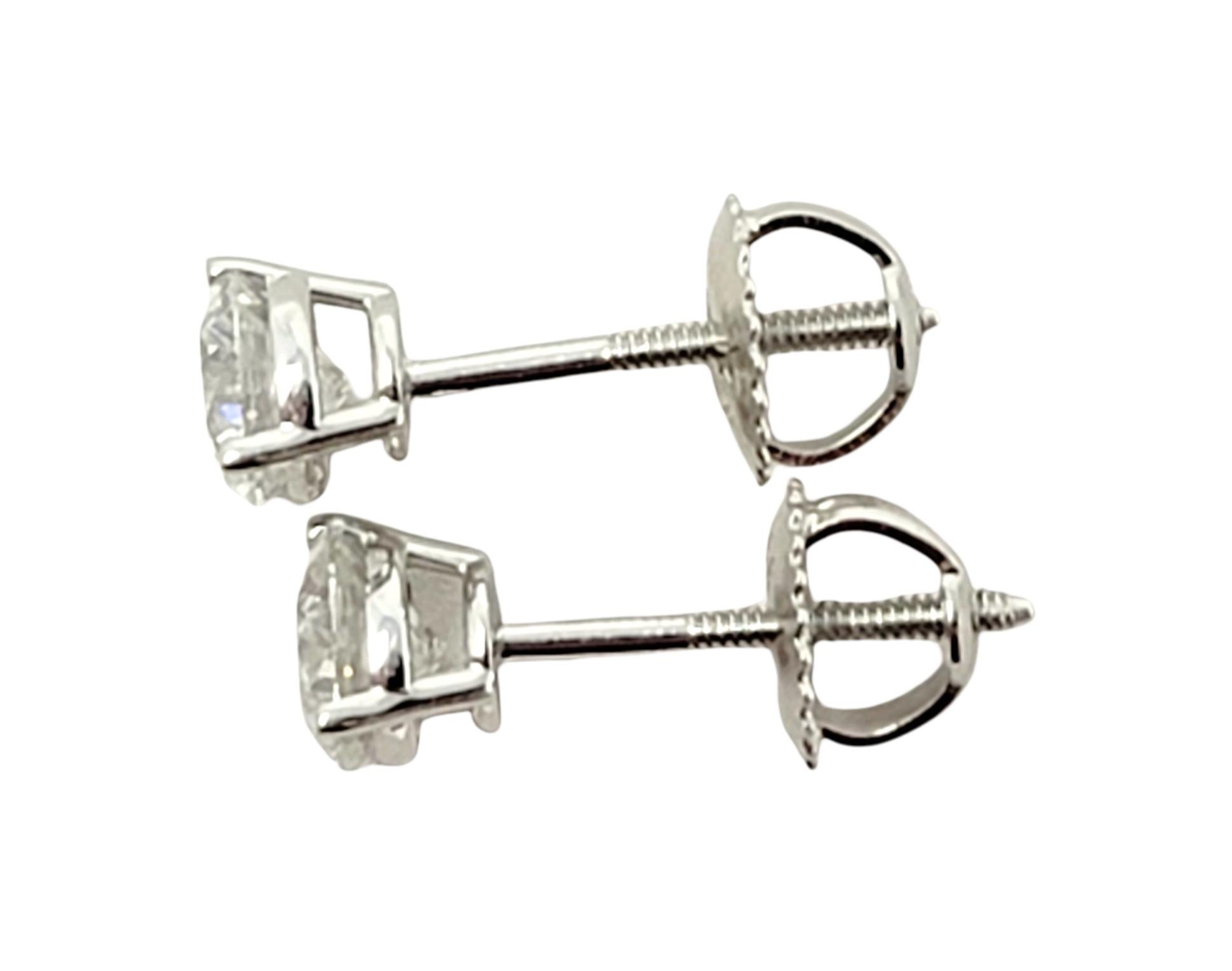 .94 Carats Total Round Leo Diamond Stud Earrings in White Gold 3 Prong Setting For Sale 2