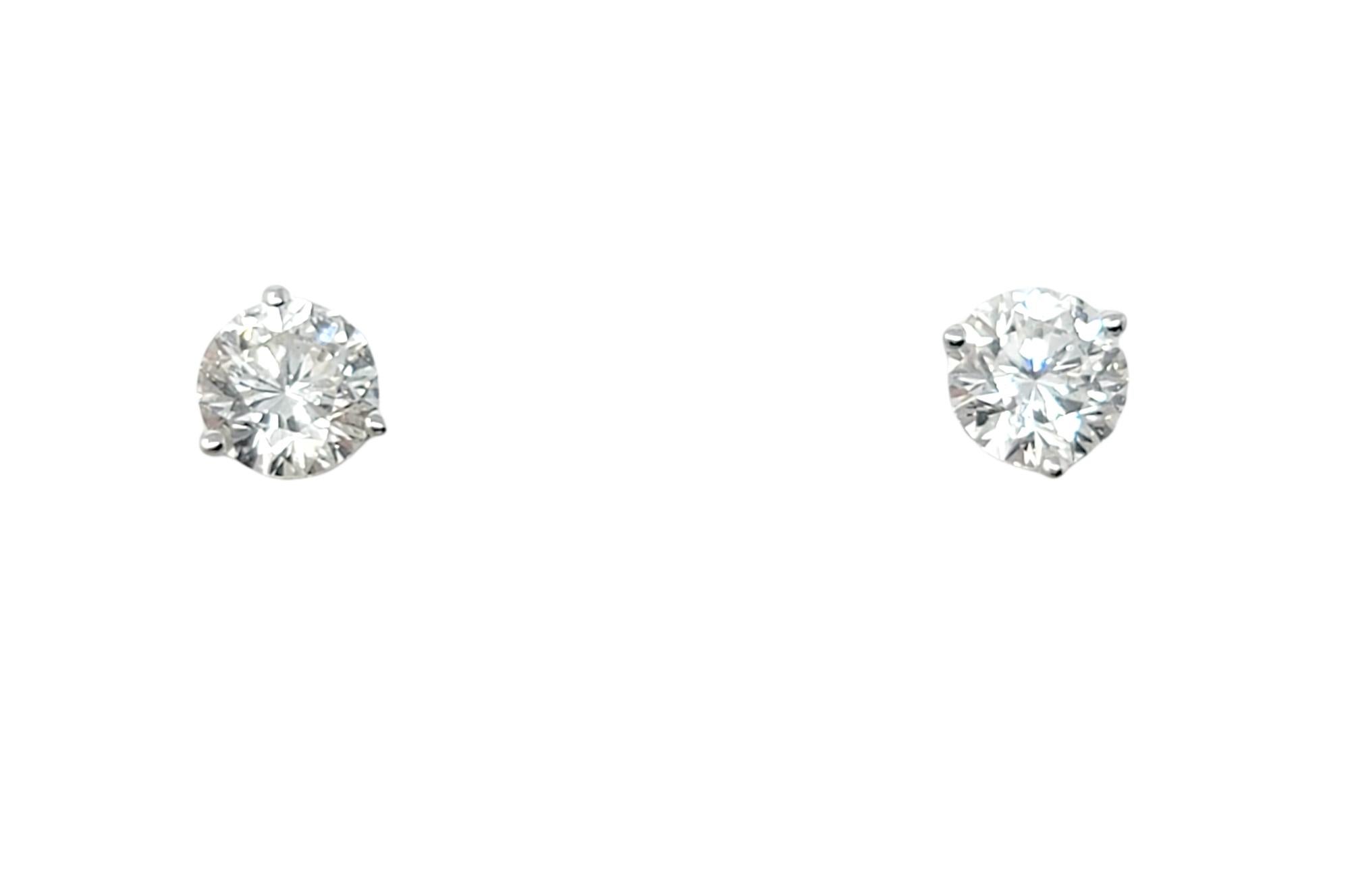 .94 Carats Total Round Leo Diamond Stud Earrings in White Gold 3 Prong Setting For Sale 8