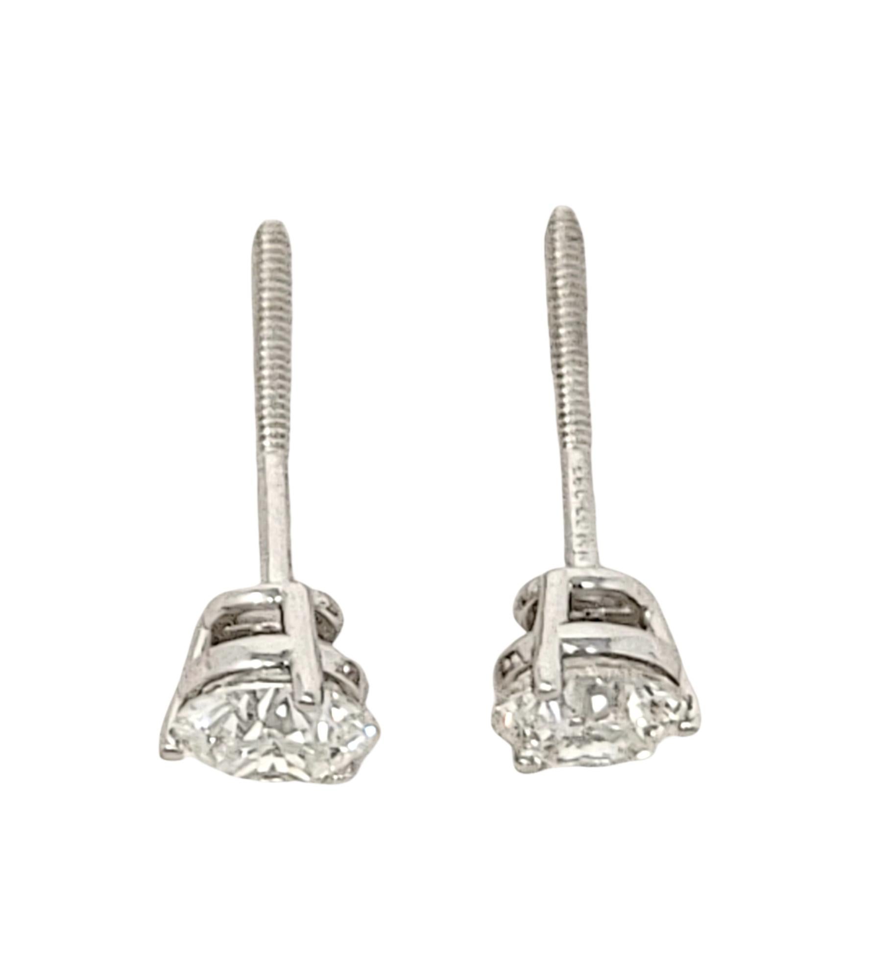 .94 Carats Total Round Leo Diamond Stud Earrings in White Gold 3 Prong Setting For Sale 1