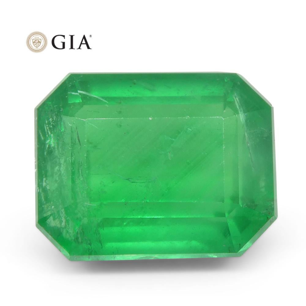 This is a stunning GIA Certified Emerald 

The GIA report reads as follows: 
GIA Report Number: 6204893021  
Shape: Octagonal  
Cutting Style: Step Cut  
Cutting Style: Crown:   
Cutting Style: Pavilion:   
Transparency: Transparent  
Color: Green 
