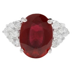 9.40 Carat Impressive Red Ruby and Natural Diamond 14 Karat White Gold Ring