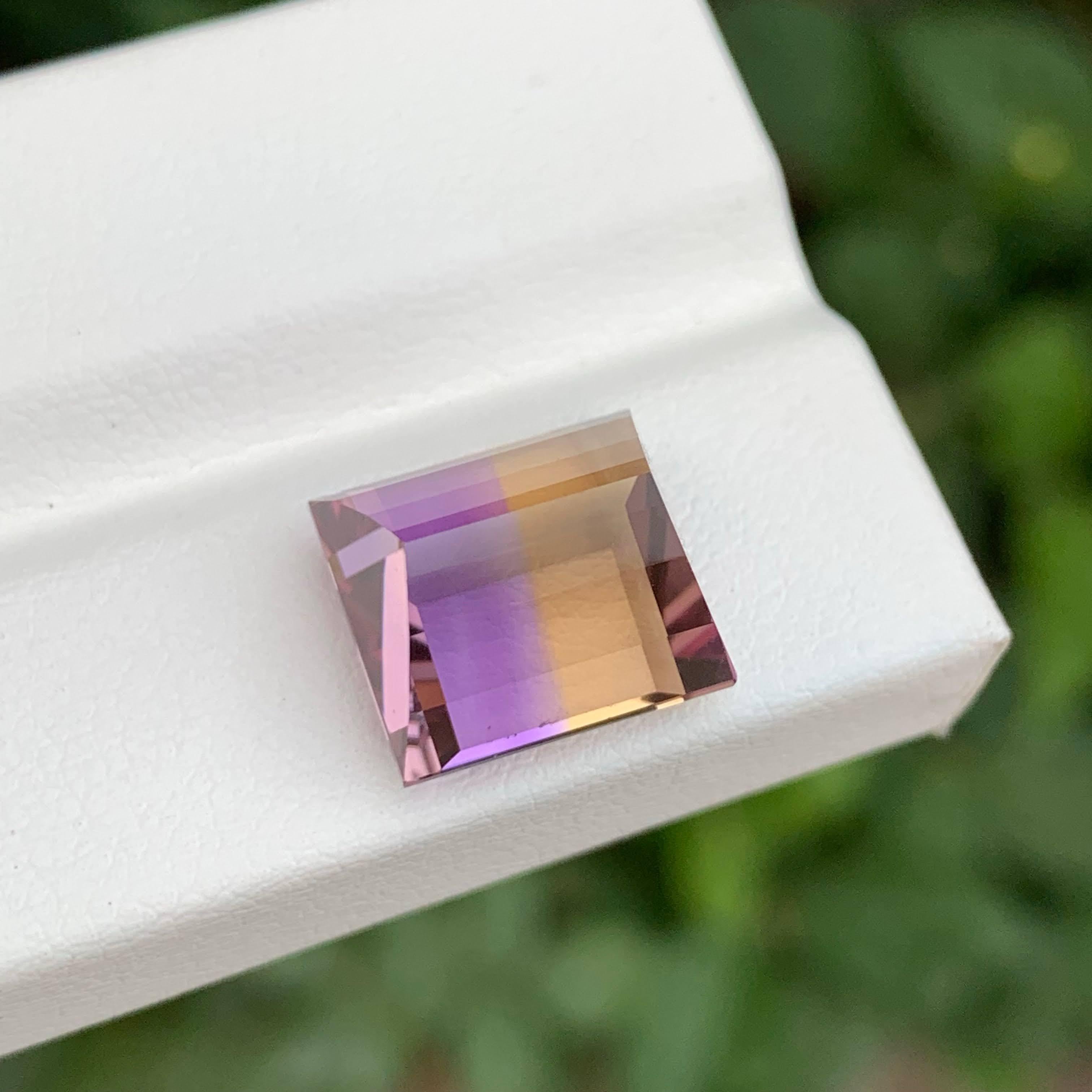 Weight 9.40 carat
Dimensions 12x10.9x9.4 mm
Treatment None
Origin Bolivia
Clarity Loupe Clean
Shape Square
Cut Baguette
NA


This 9.40-carat natural Ametrine gemstone is a stunning blend of amethyst and citrine, showcasing the finest qualities of