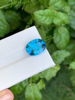 9.40 Carat Natural Loose Neon Blue Topaz Stone Oval Cut Madagascar's Gemstone