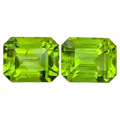 9.40 Carat Natural Loose Peridot Pair Emerald Shape Gemstone For Earrings