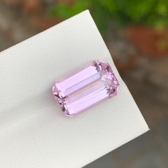 9.40 Carat Natural Loose Pink Kunzite Emerald Shape Gem For Jewellery Making