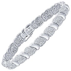 Bracciale con diamanti fini da 9,40 carati in oro bianco da 18 carati