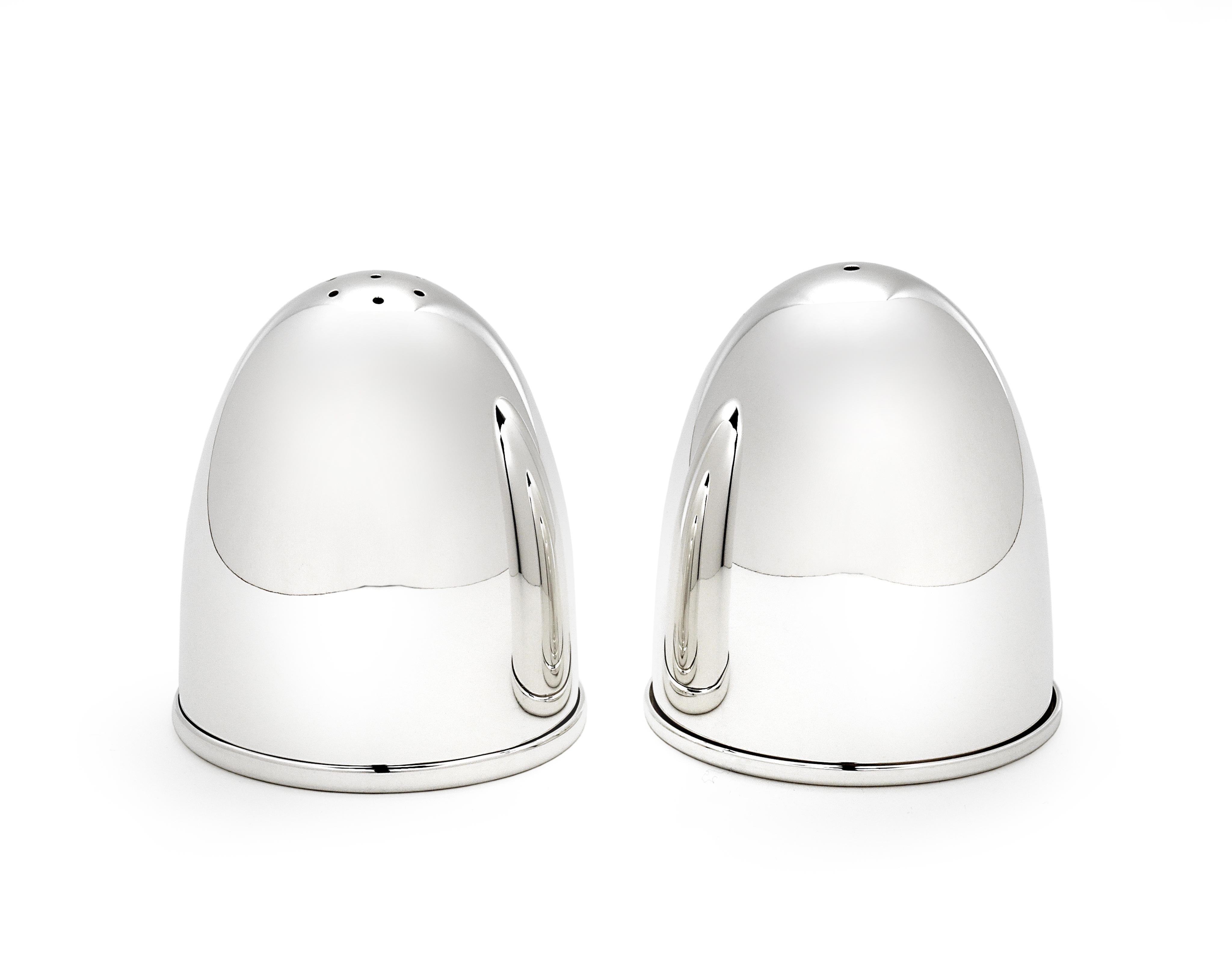 Modern 940 Silver Salt and Pepper Set by Wiener Silber Manufactur For Sale