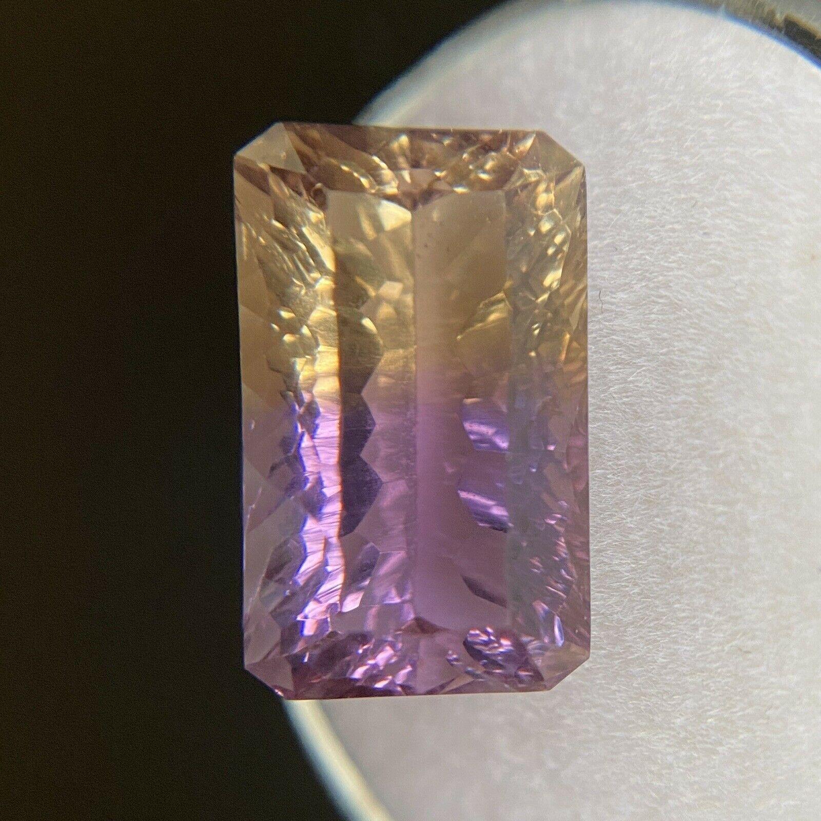 9.40ct Ametrine Fancy Concave Emerald Cut Purple Yellow Bi Colour In New Condition For Sale In Birmingham, GB