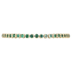 Pulsera de tenis con bisel de esmeralda de oro de 14 quilates de 9,40 qt - Diseño unisex de eternidad