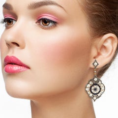9.41 Rose Cut Diamond Sapphire Earrings