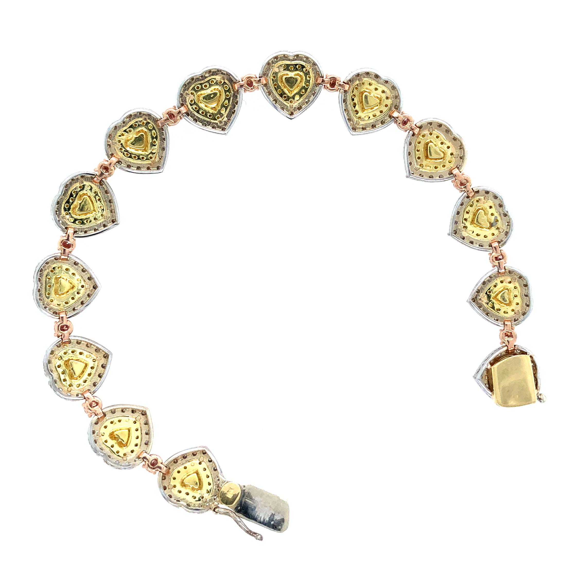 9.41 Carat GIA Natural Yellow and Pink Diamonds Bracelet 18 Karat Gold 4