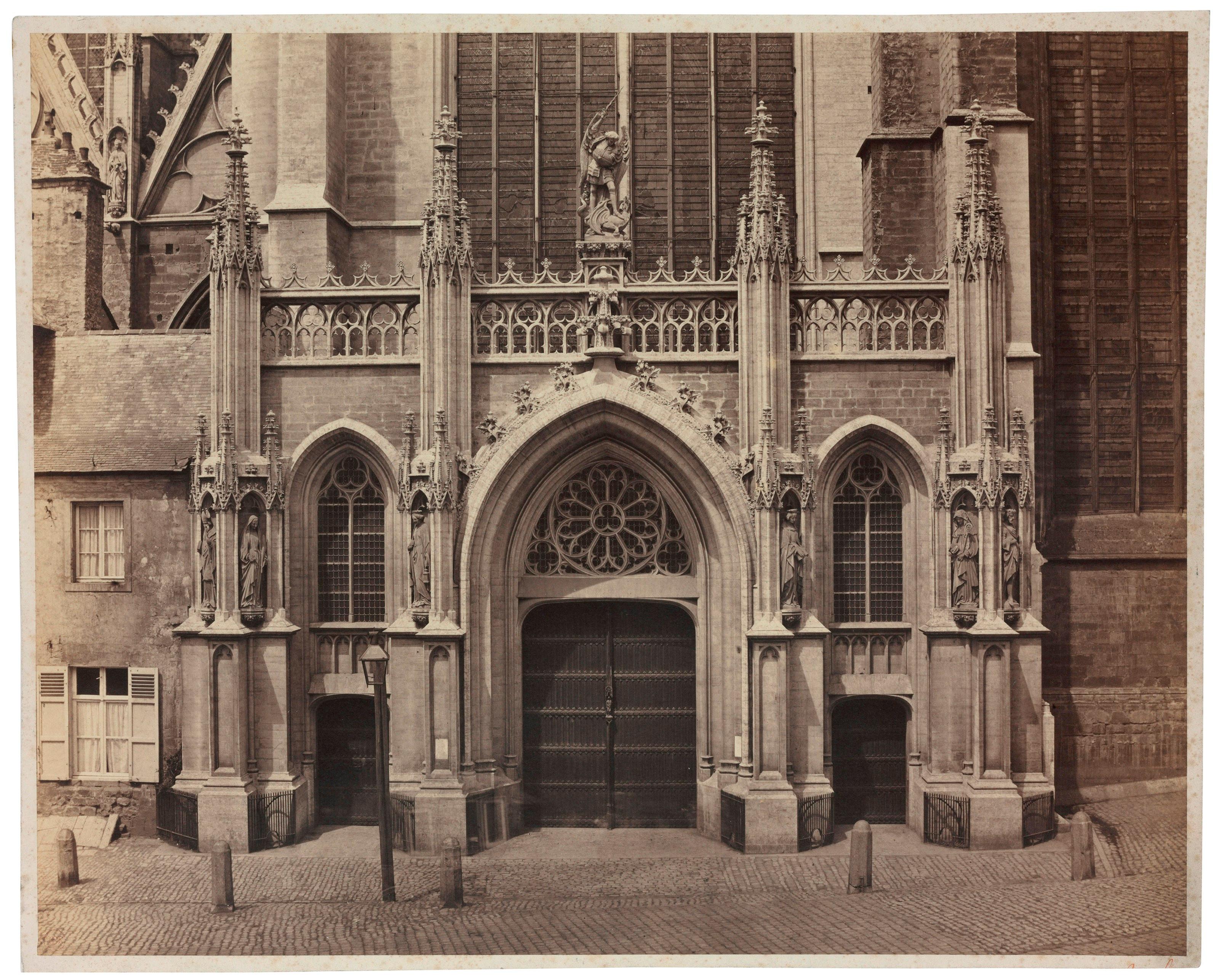 Bisson Frères Black and White Photograph - Architectural Images, Cathedral of St. Michael and St. Gudula, Belgium, 1860s