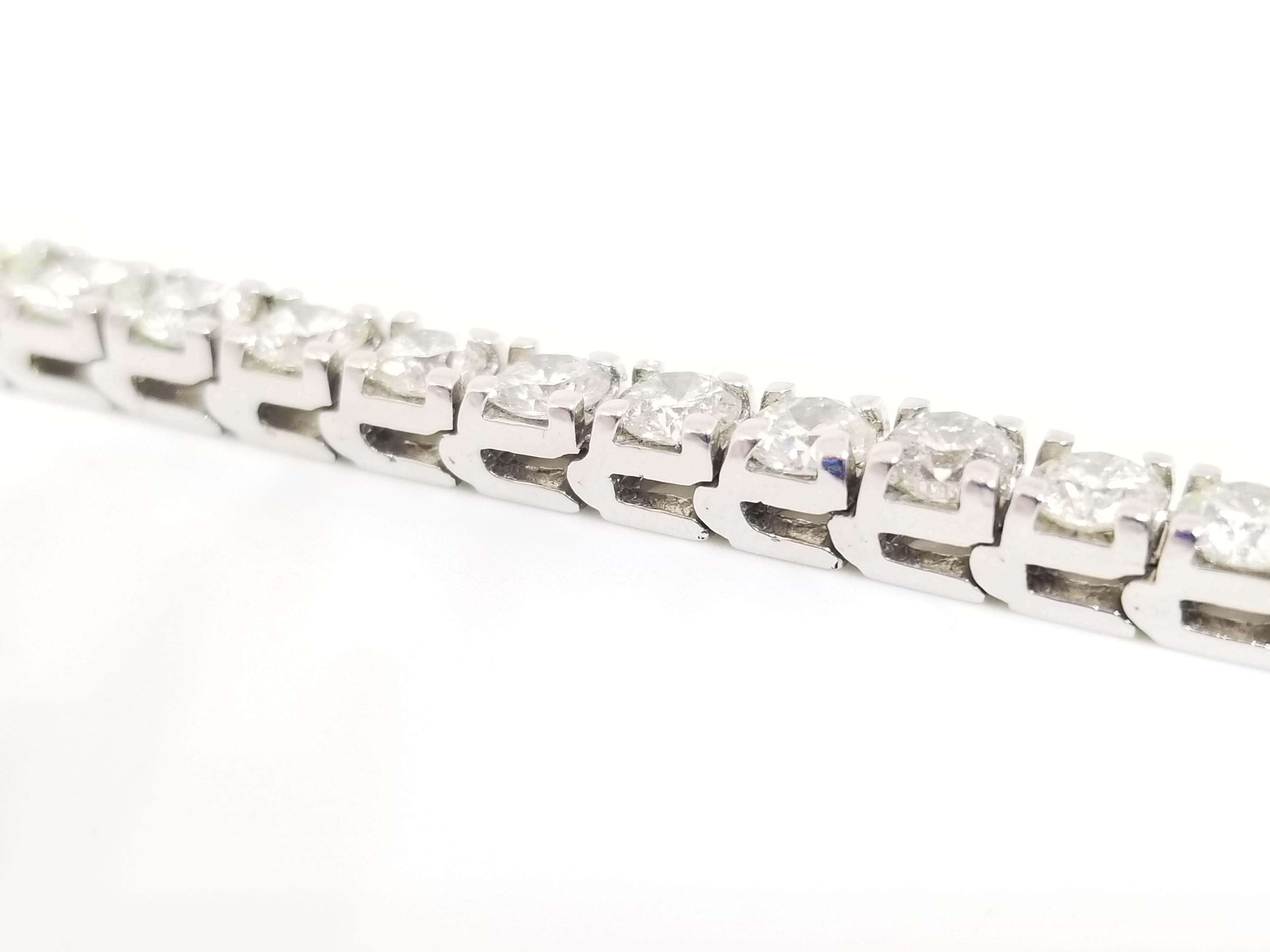 9.43 Carat Round Brilliant Cut Diamond Tennis Bracelet 14 Karat White Gold In New Condition In Great Neck, NY