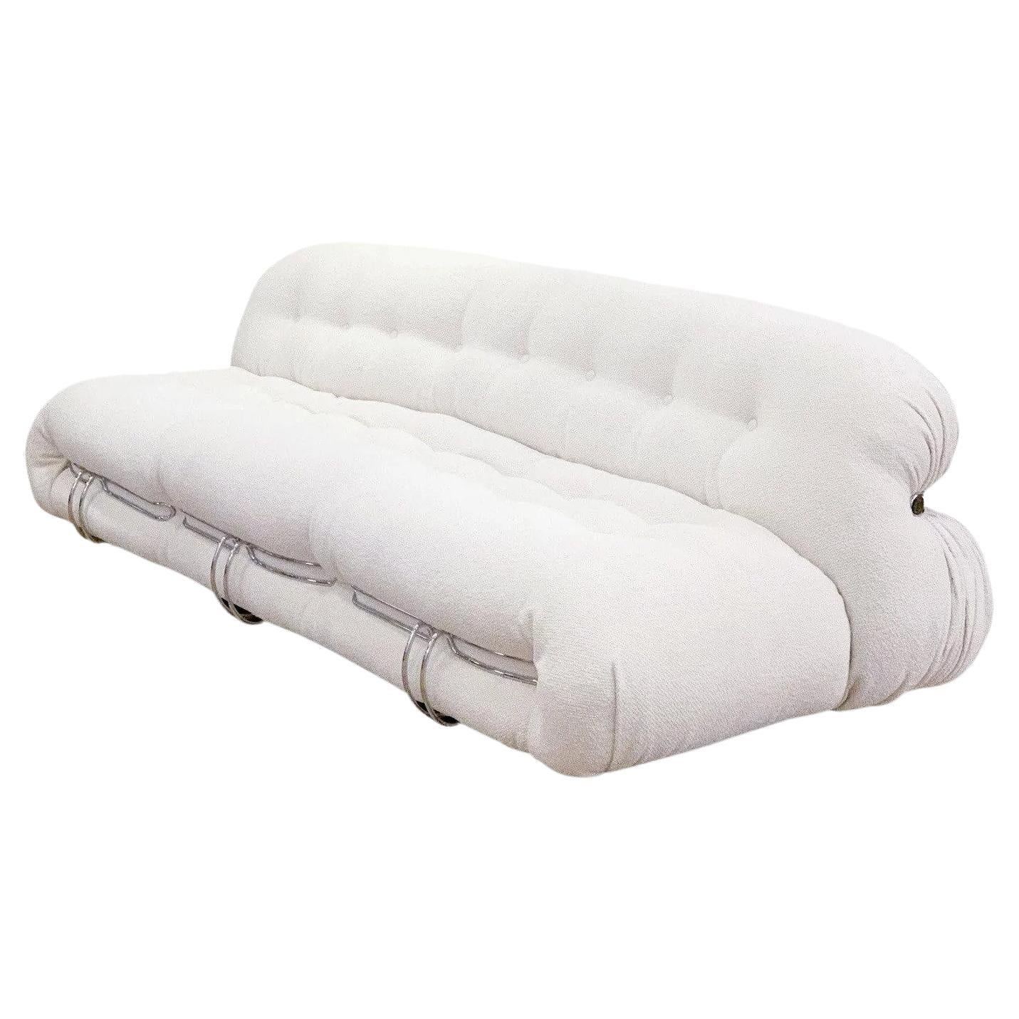 944 Soriana 3-Seat Sofa in Tess Look Bianco For Sale