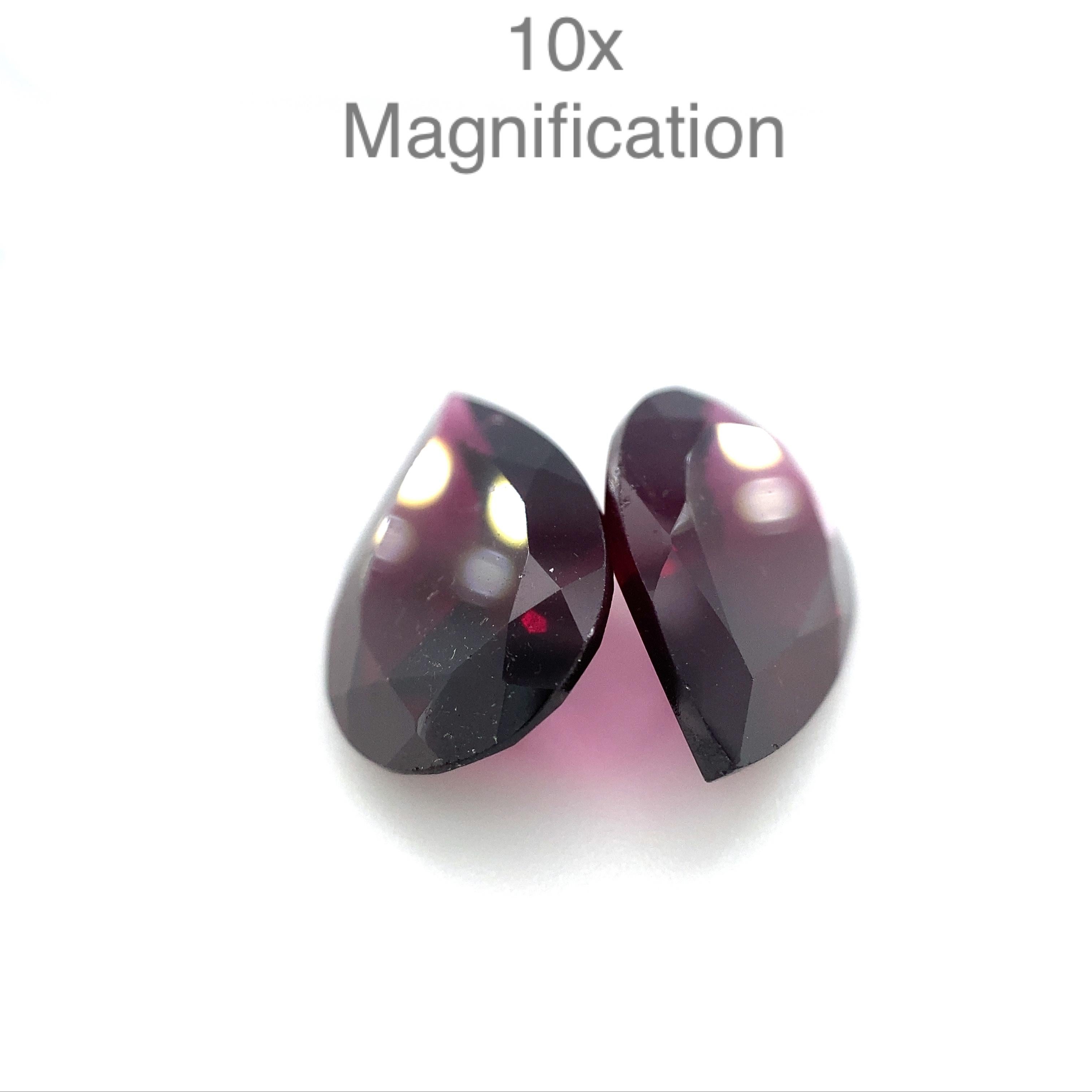 Taglio brillante Coppia di granati rodoliti a pera 9,44ct in vendita