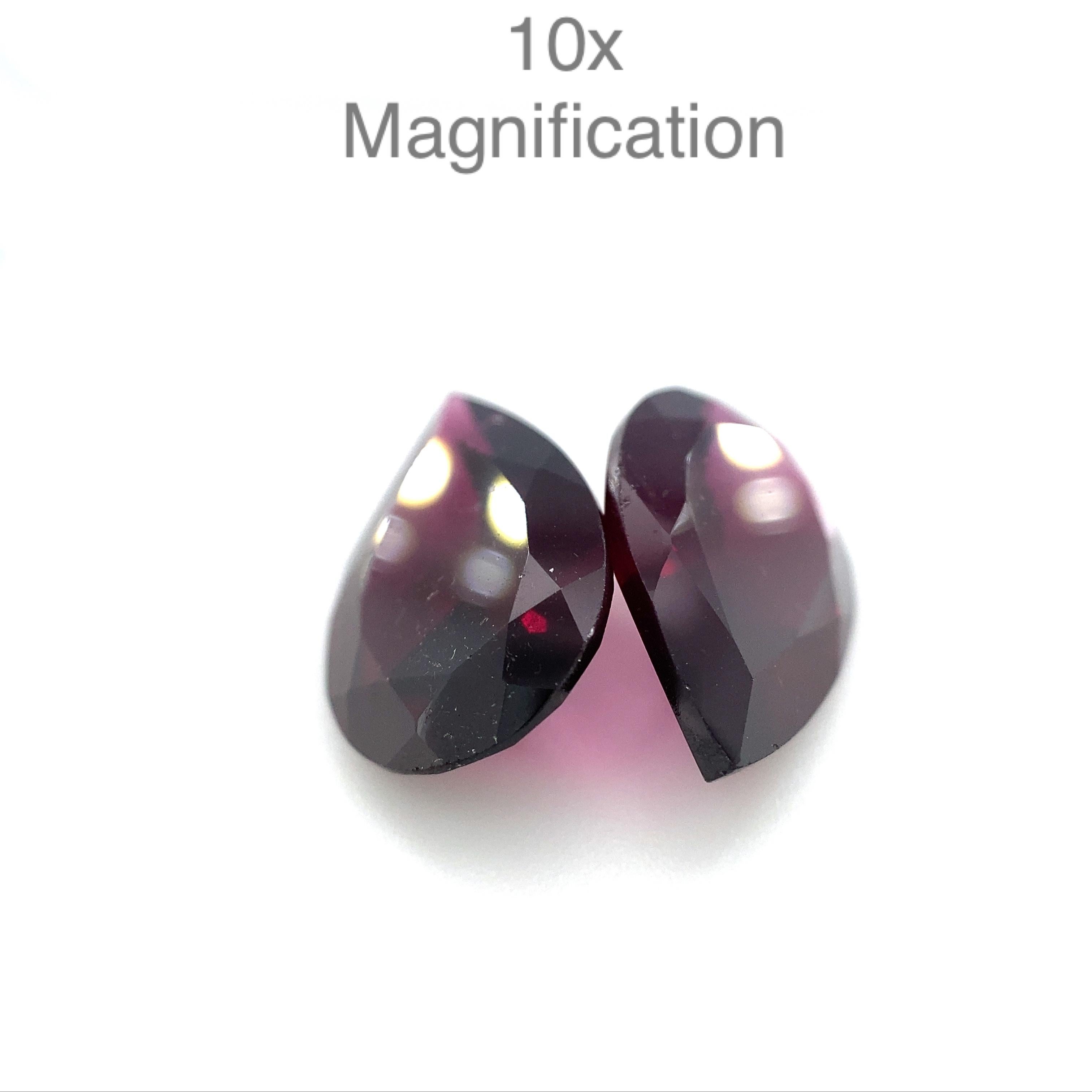 Brilliant Cut 9.44ct Pear Rhodolite Garnet Pair For Sale