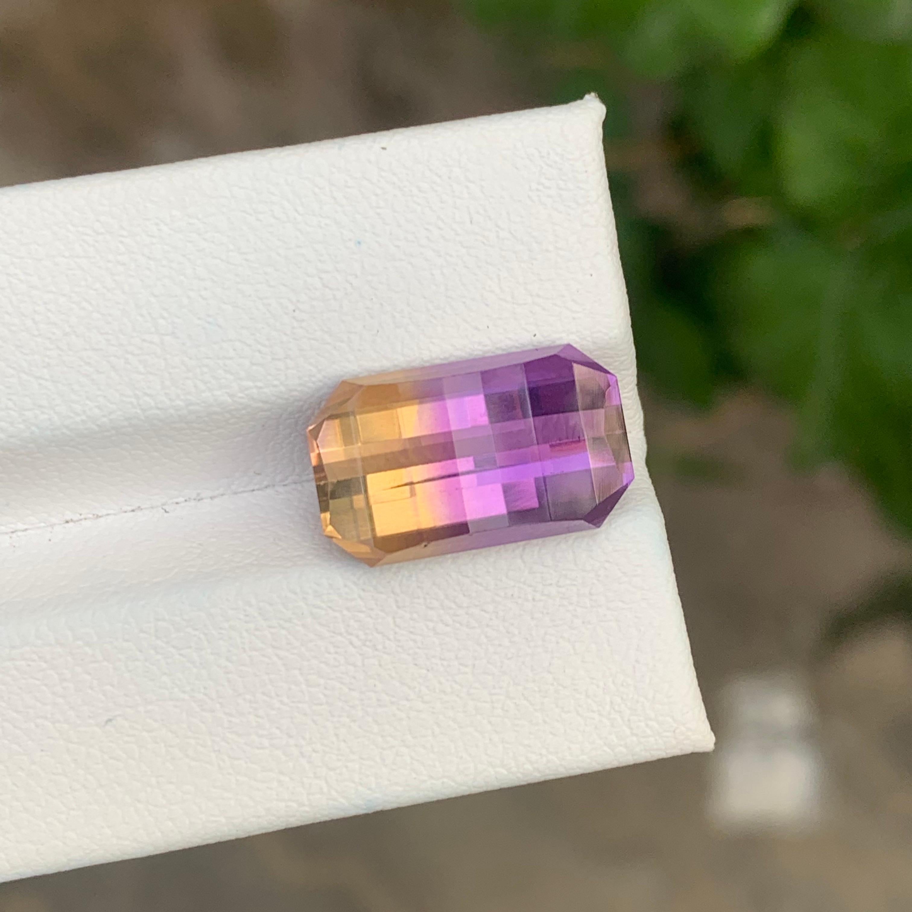 9,45 Karat Natürlicher Loser Ametrin Pixelierter Schliff Bolivian's  Edelstein (Smaragdschliff) im Angebot