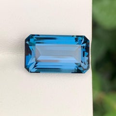 9.45 Carat Natural Loose London Blue Topaz Stone Emerald Cut African Gemstone