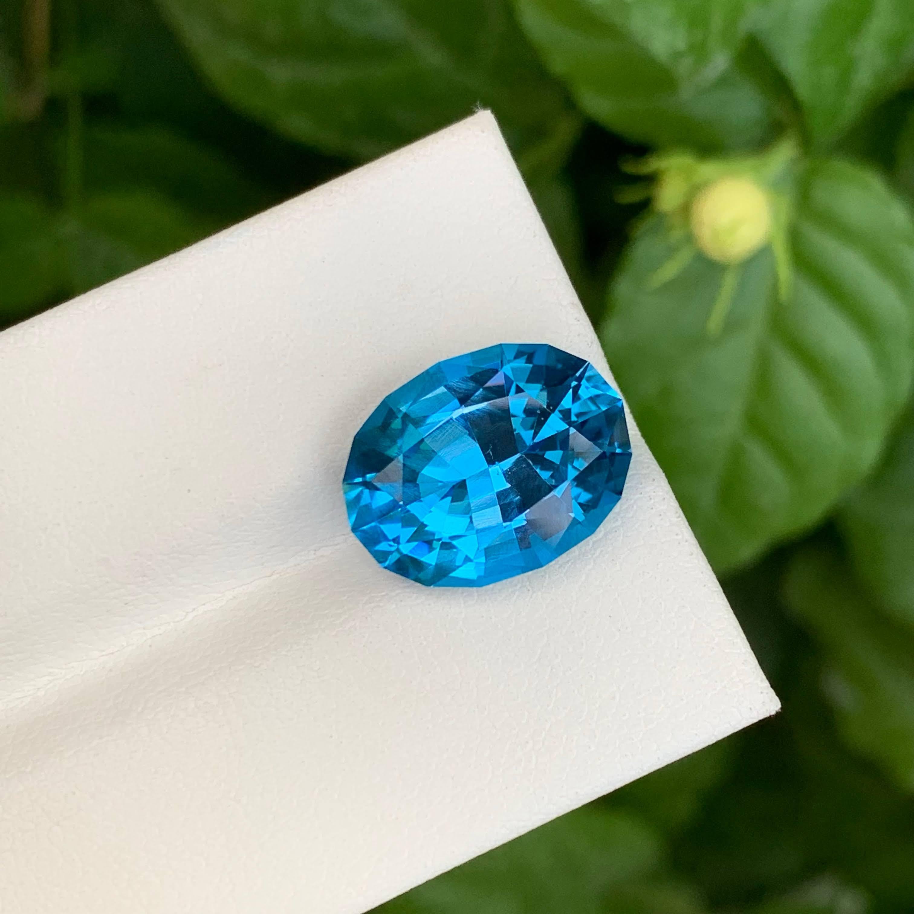 9.45 Carat Nature Loose Neon Blue Topaz Stone Oval Cut Brazilian Gemstone (pierre précieuse brésilienne de taille ovale) en vente 4