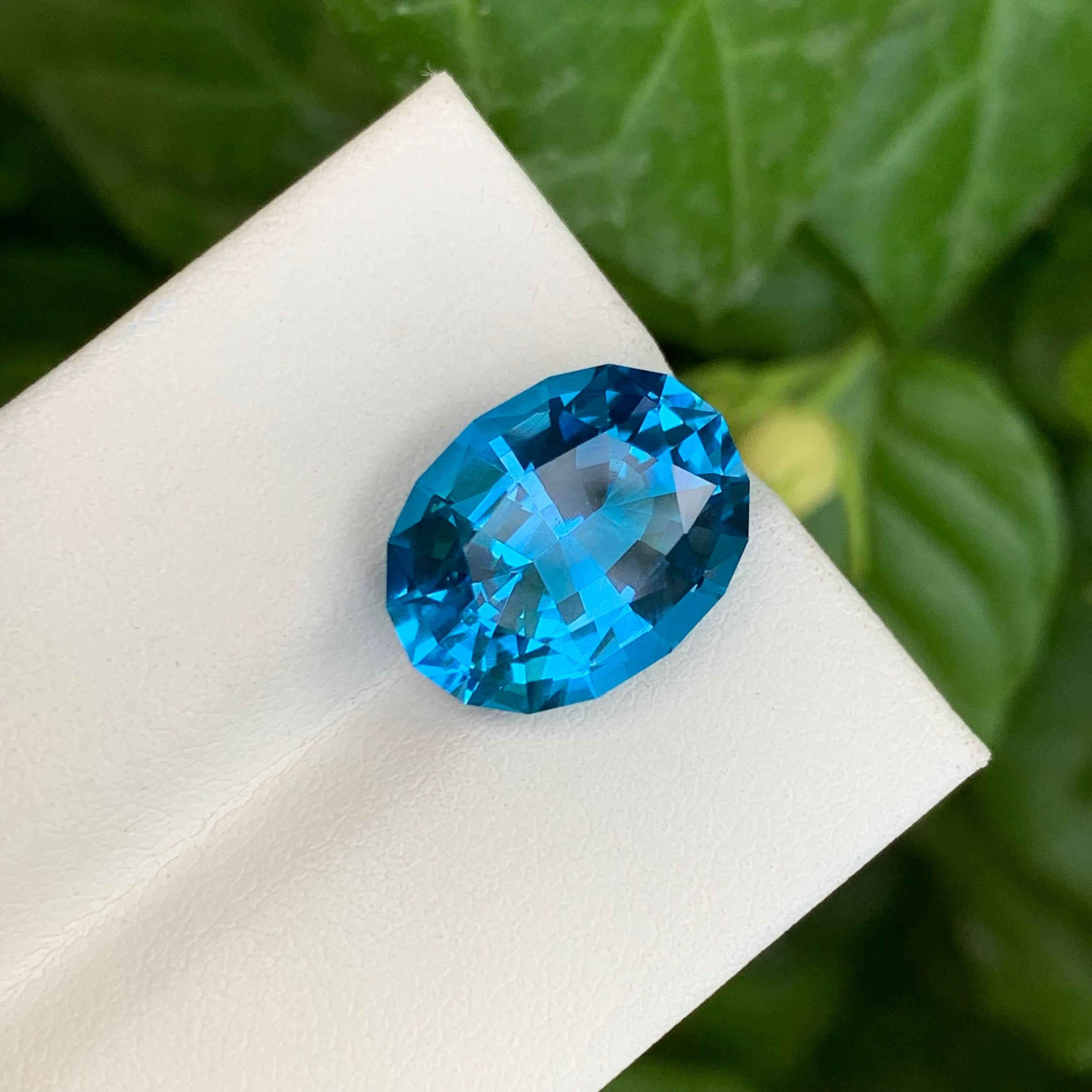 9.45 Carat Nature Loose Neon Blue Topaz Stone Oval Cut Brazilian Gemstone (pierre précieuse brésilienne de taille ovale) en vente 5